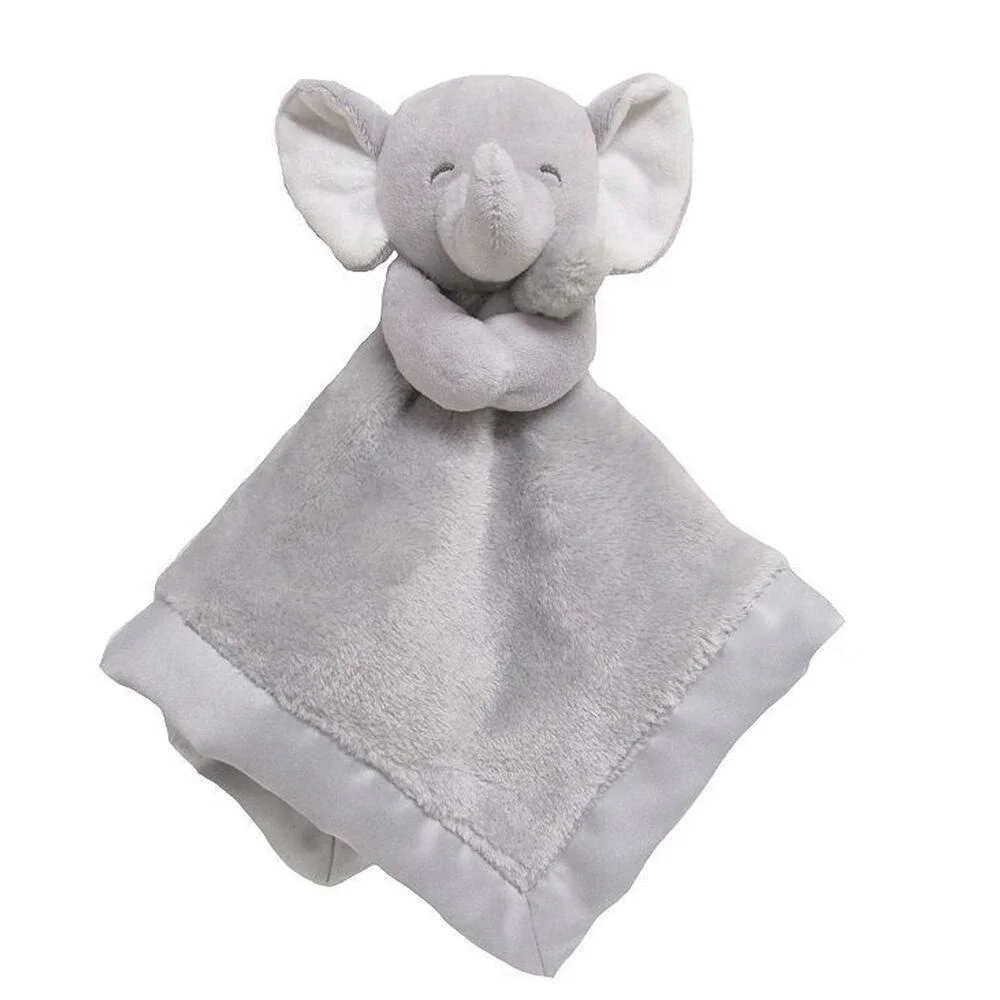 Carter's Elephant Lovey Security Blanket Gray Plush Satin Trim Baby Soothing Toy